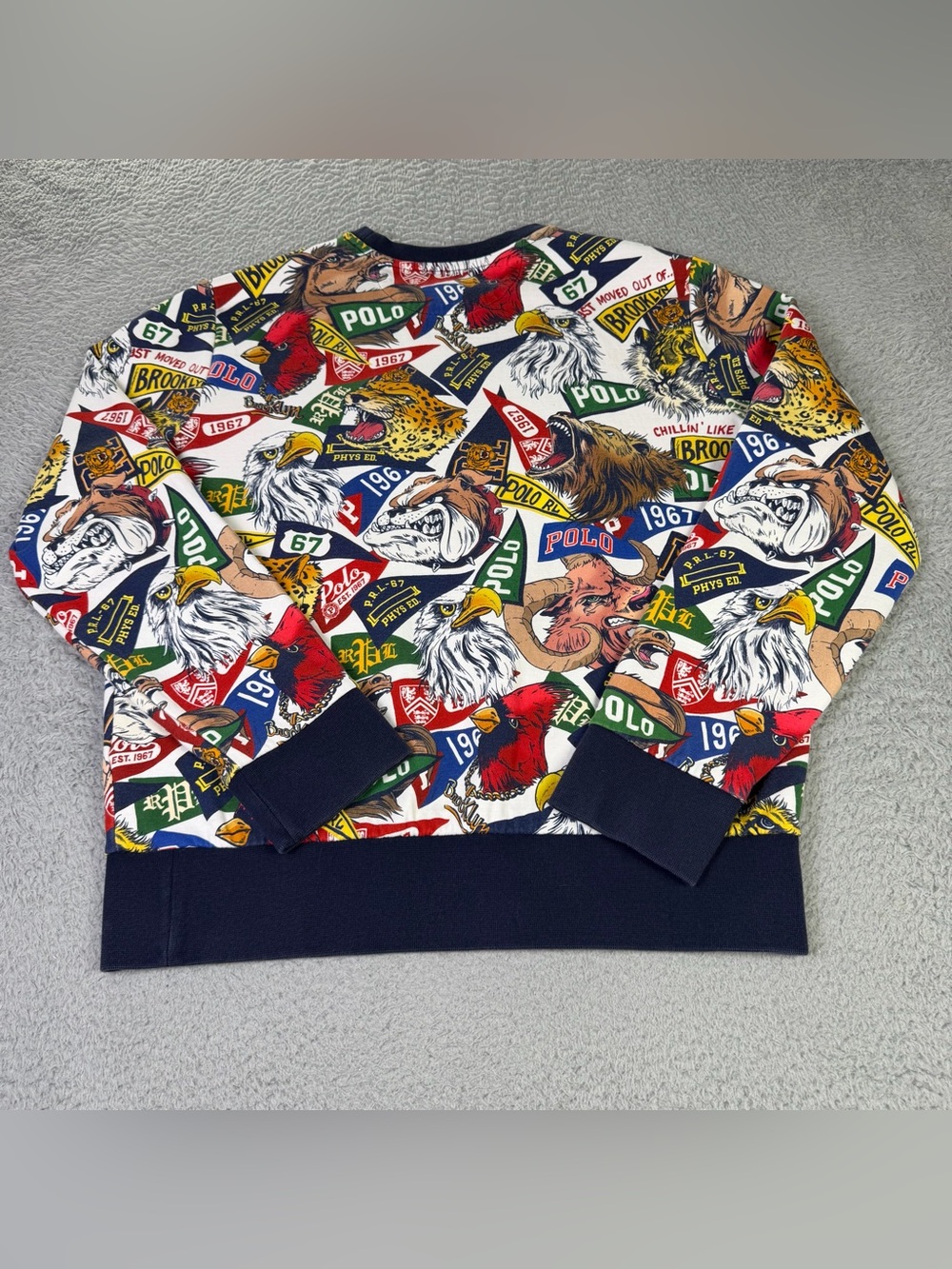 Polo Ralph Lauren Sweatshirt Mens M Varsity Collegiate Pennant Mascot Team Logo - Picture 3 of 8
